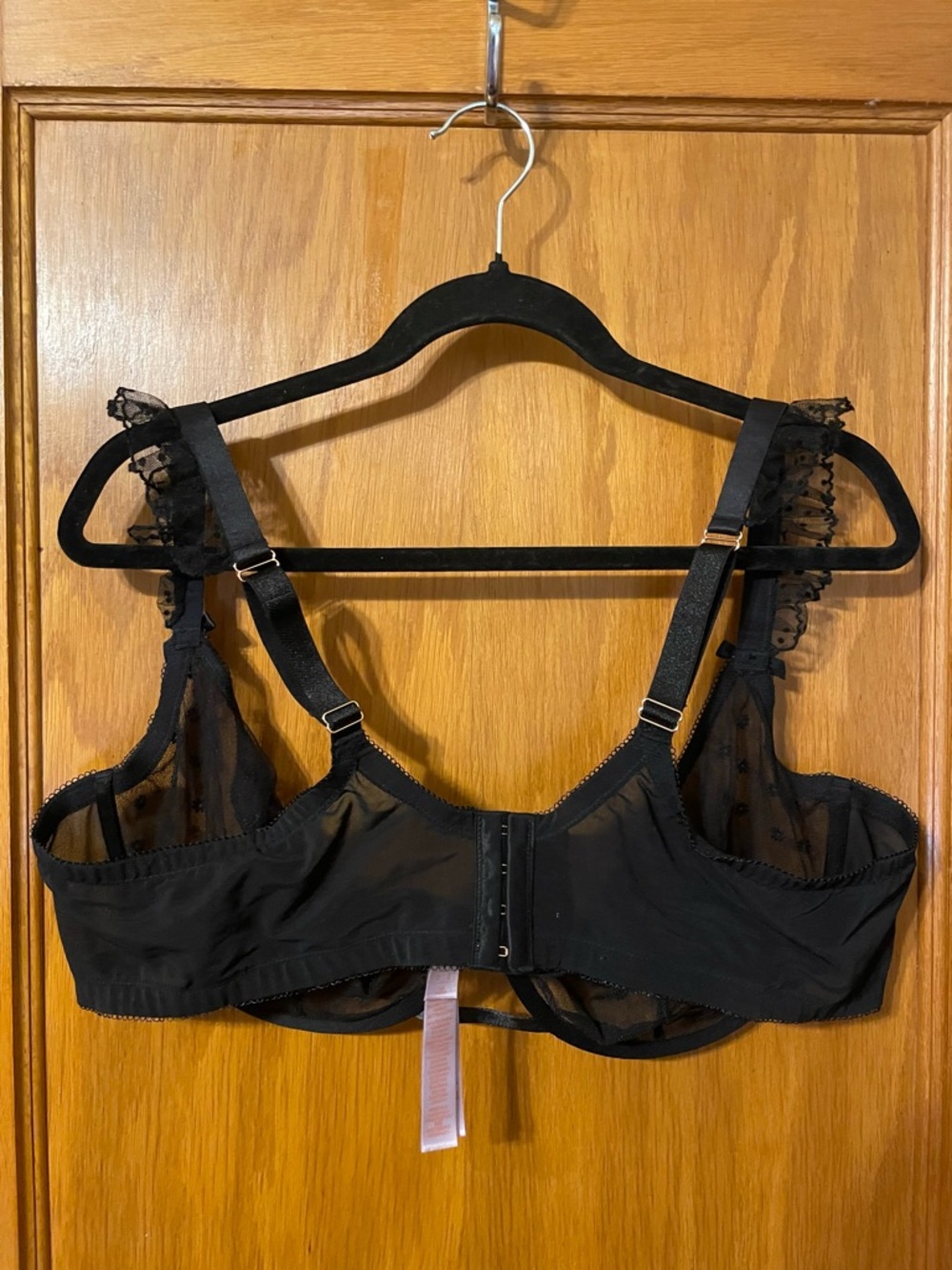 RUFFLE LUV Savage X Fenty Black Sheer Polka Dot Balconette Bra - Picture 6 of 8